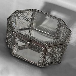 Silver-Tone Elongated Octagon Jewelry Box